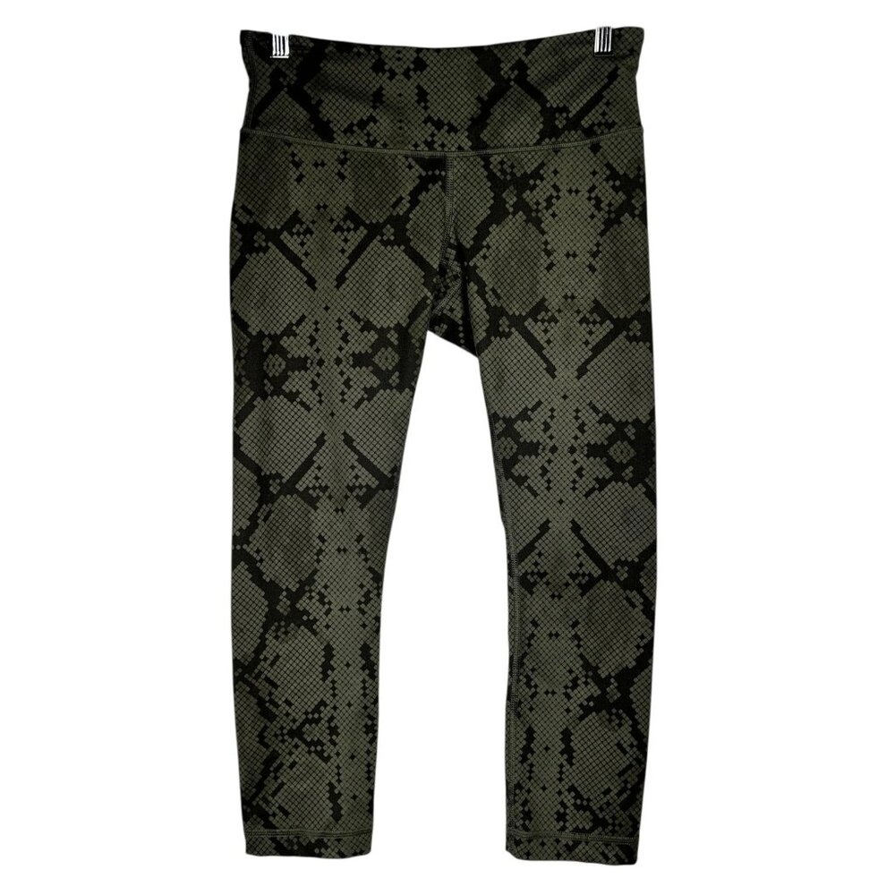 Lululemon Womans Green Wunder Under Crop III Full Ziggy Snake Legging Size 6